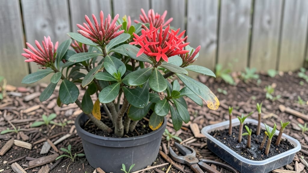 Ixora Plant Propagation: Stem Cuttings for Fast Root Growth in Water