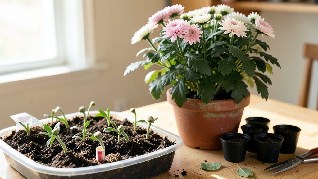Propagating Chrysanthemum Plants: Layering Method for Root Growth in 4 Weeks